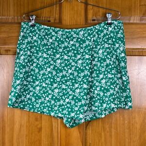 Copper Key Green Floral Linen Blend Wrap Skort XL NWT Cottagecore Girly Garden